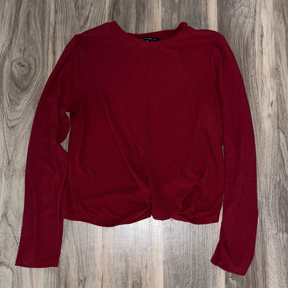 HAUTE MONDE—Burgundy Long Sleeve Top